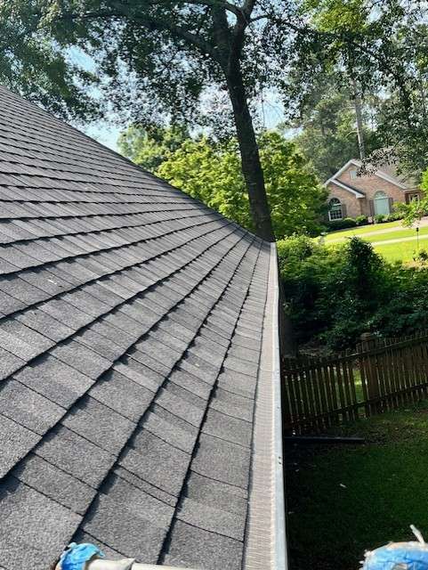 Completed gutter installation — Ridgeback Roofing residential roofing project, Warner Robins GA
